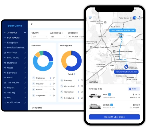Uber Taxi Clone Dashboard
